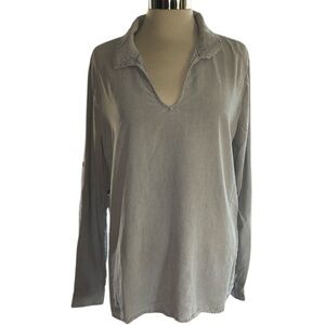Cloth & Stone blouse long sleeves w/buttons for rolling V-neckline Size Large
